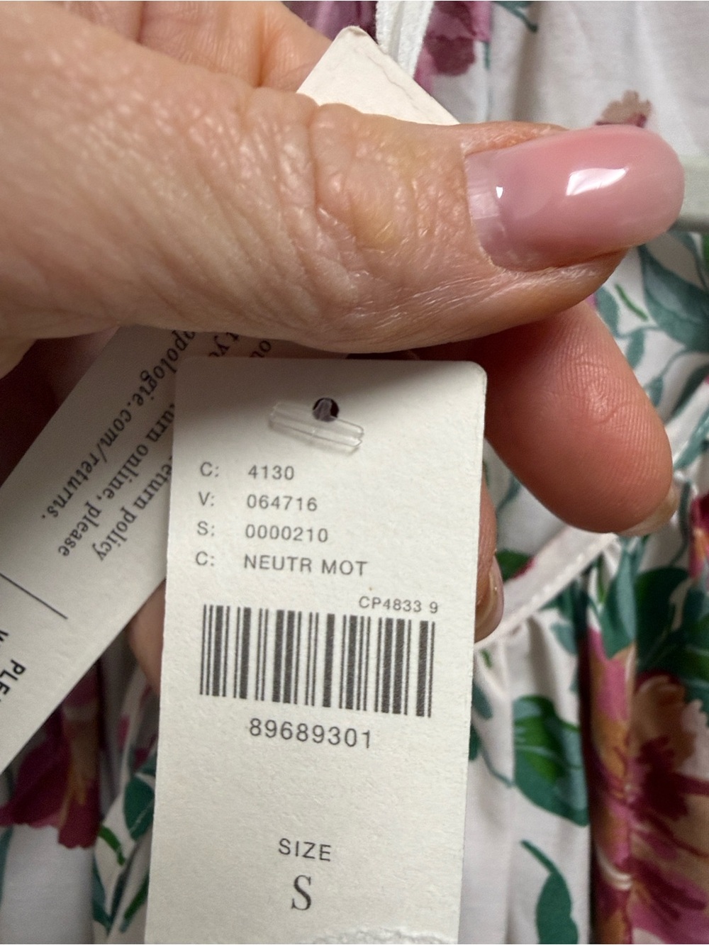 Anthropologie Floral Maxi Dress in Cream and Pink - Picture 9 of 9